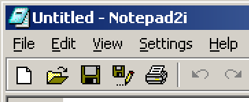 A part of screenshot shows menubar and toolbar of Notepad2 under Windows - GUI font here is consisted of black pixels only.